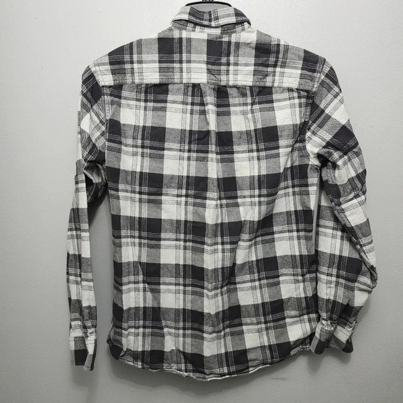 Eddie Bauer men's flannel plaid button-down shirt size S black and gray - Picture 5 of 5
